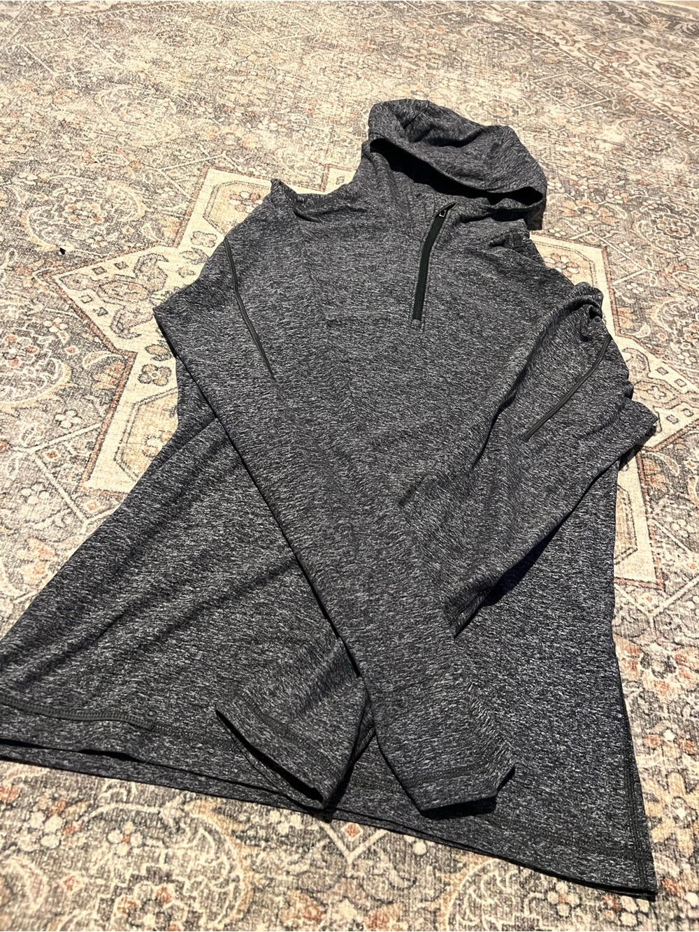 Men’s Lululemon Charcoal Hooded Quarter-Zip Sweater